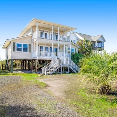 Spacious Folly Beach Retreat w/ Multi-Level Decks & Water Views